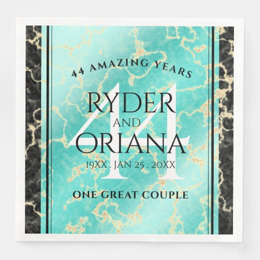 Elegant 44th Turquoise Wedding Jubileum Servet (Voorkant)