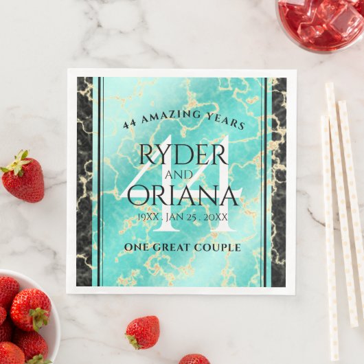 Elegant 44th Turquoise Wedding Jubileum Servet (Insitu)