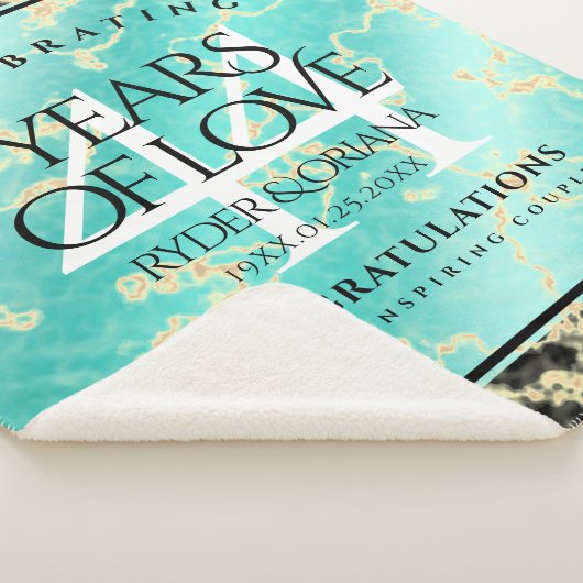 Elegant 44th Turquoise Wedding Jubileum Sherpa Deken (3/4)