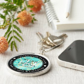 Elegant 44th Turquoise Wedding Jubileum Sleutelhanger (Zijkant)