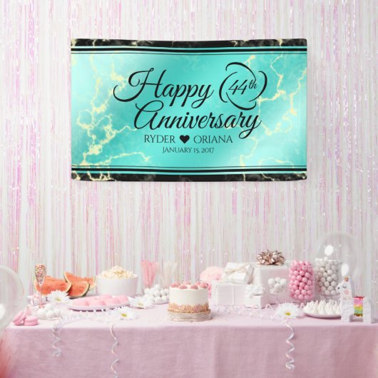 Elegant 44th Turquoise Wedding Jubileum Spandoek (Feest)