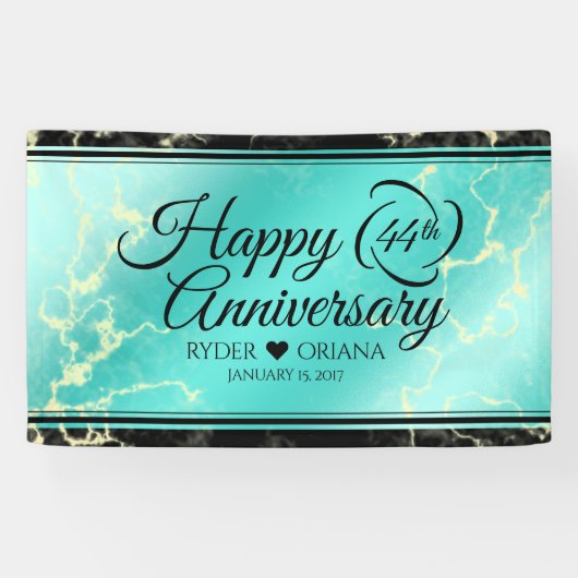 Elegant 44th Turquoise Wedding Jubileum Spandoek (Horizontaal)