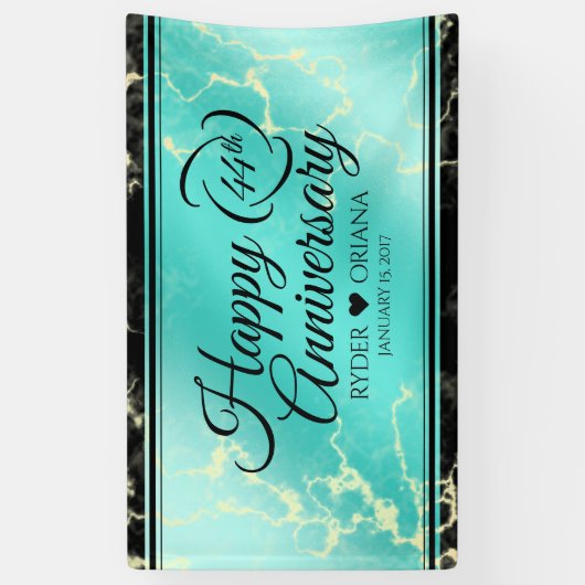 Elegant 44th Turquoise Wedding Jubileum Spandoek (Verticaal)
