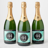 Elegant 44th Turquoise Wedding Jubileum Sparkling Wijnetiket (Flessen)
