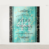 Elegant 44th Turquoise Wedding Jubileum Wandkleed (Voorkant)