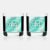Elegant 44th Turquoise Wedding Jubileum Whisky Glas (Voorkant)