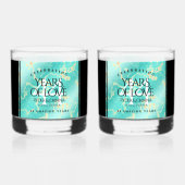 Elegant 44th Turquoise Wedding Jubileum Whisky Glas (Achterkant)