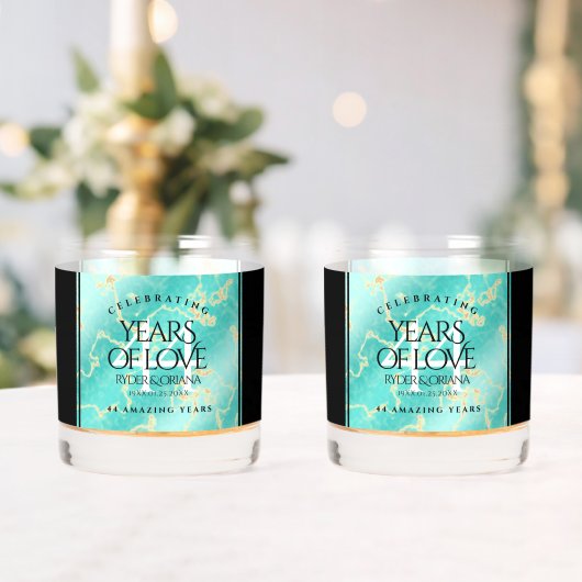 Elegant 44th Turquoise Wedding Jubileum Whisky Glas (Insitu (Huwelijk))