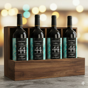 Elegant 44th Turquoise Wedding Jubileum Wijn Etiket