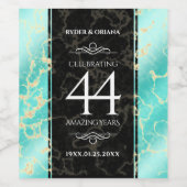 Elegant 44th Turquoise Wedding Jubileum Wijn Etiket (Enkel label)