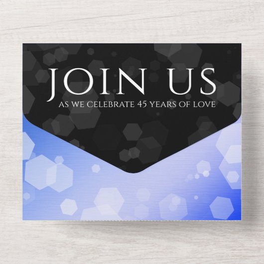 Elegant 45th Sapphire Wedding Jubileum All In One Uitnodiging (Achterkant)