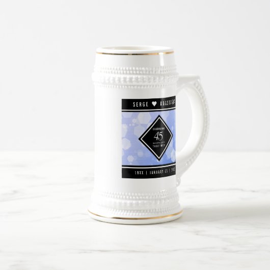 Elegant 45th Sapphire Wedding Jubileum Bierpul (Voorkant rechts)