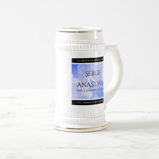 Elegant 45th Sapphire Wedding Jubileum Bierpul (Voorkant rechts)