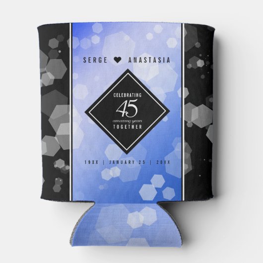 Elegant 45th Sapphire Wedding Jubileum Blikjeskoeler (Achterkant)