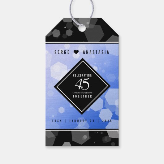 Elegant 45th Sapphire Wedding Jubileum Cadeaulabel (Voorkant)