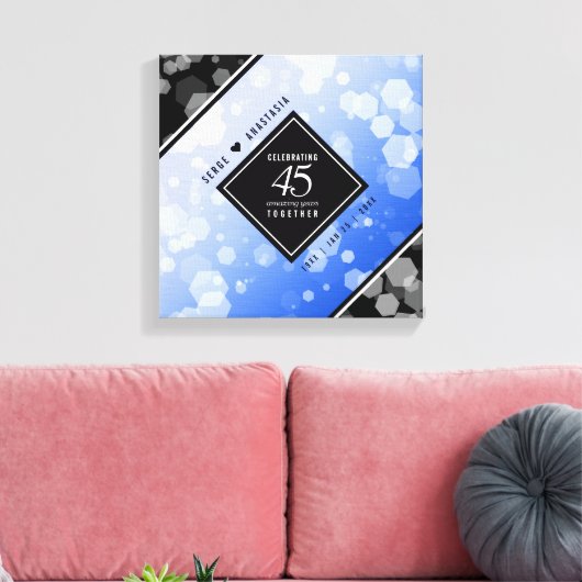 Elegant 45th Sapphire Wedding Jubileum Canvas Afdruk (Insitu (Woonkamer))
