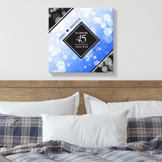 Elegant 45th Sapphire Wedding Jubileum Canvas Afdruk (Insitu (Slaapkamer))