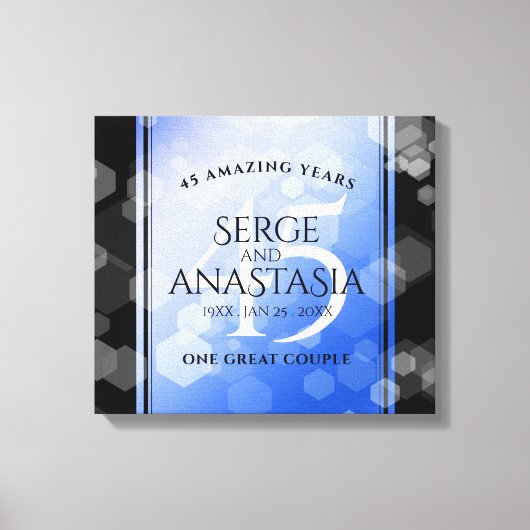 Elegant 45th Sapphire Wedding Jubileum Canvas Afdruk (Voorkant)