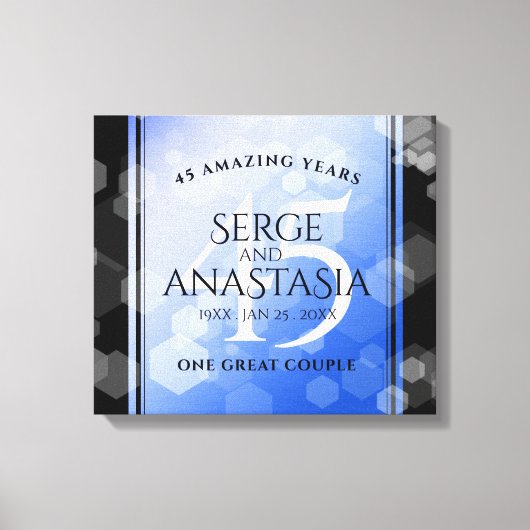 Elegant 45th Sapphire Wedding Jubileum Canvas Afdruk (Voorkant)