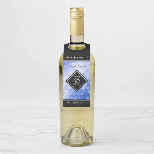 Elegant 45th Sapphire Wedding Jubileum Flessenhanger (Op fles)