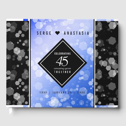 Elegant 45th Sapphire Wedding Jubileum Gastenboek (Voorkant)