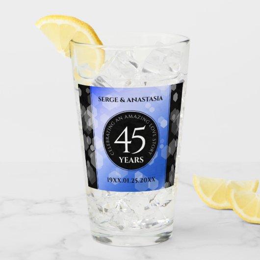 Elegant 45th Sapphire Wedding Jubileum Glas (Voorkant ijs)