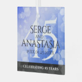 Elegant 45th Sapphire Wedding Jubileum Glas Ornament (Voorkant links)