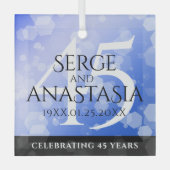 Elegant 45th Sapphire Wedding Jubileum Glas Ornament (Voorkant)