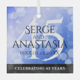 Elegant 45th Sapphire Wedding Jubileum Glas Ornament