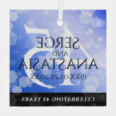 Elegant 45th Sapphire Wedding Jubileum Glas Ornament (Achterkant)