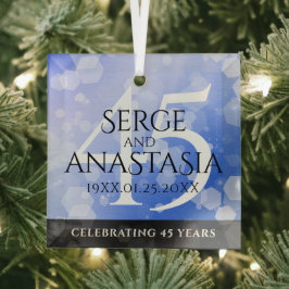 Elegant 45th Sapphire Wedding Jubileum Glas Ornament