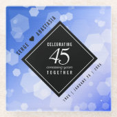 Elegant 45th Sapphire Wedding Jubileum Glazen Onderzetter (Voorkant)
