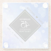 Elegant 45th Sapphire Wedding Jubileum Glazen Onderzetter (Achterkant)