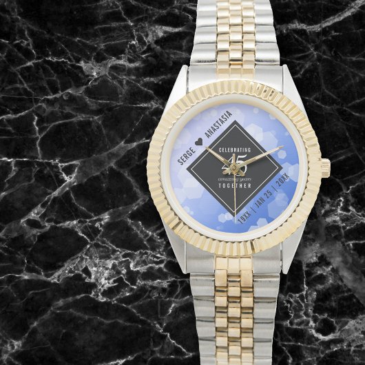 Elegant 45th Sapphire Wedding Jubileum Horloge