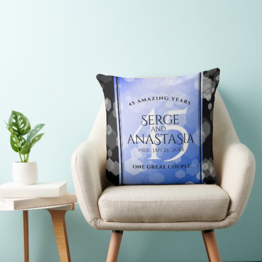 Elegant 45th Sapphire Wedding Jubileum Kussen (Stoel)