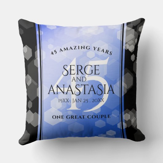 Elegant 45th Sapphire Wedding Jubileum Kussen (Achterkant)