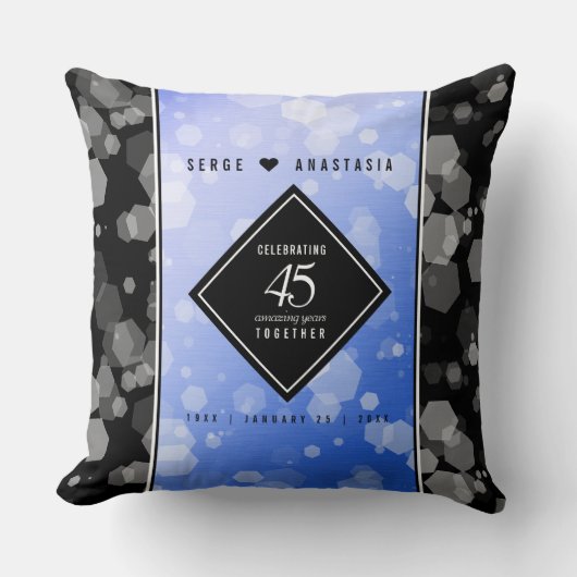 Elegant 45th Sapphire Wedding Jubileum Kussen (Voorkant)