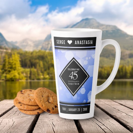 Elegant 45th Sapphire Wedding Jubileum Latte Mok