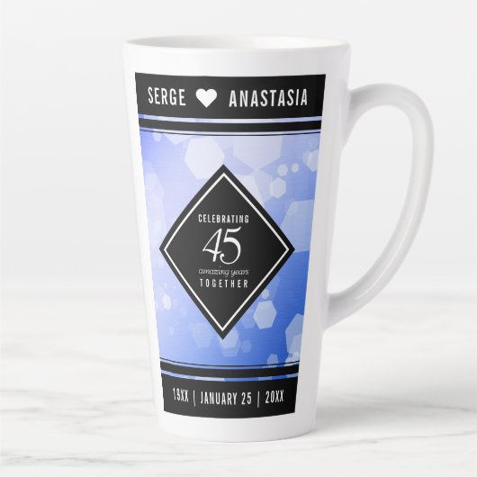 Elegant 45th Sapphire Wedding Jubileum Latte Mok (Rechts)