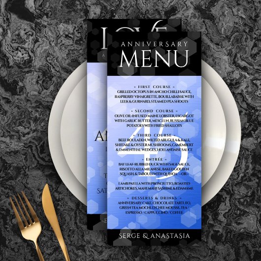 Elegant 45th Sapphire Wedding Jubileum Menu