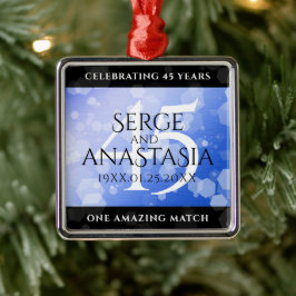 Elegant 45th Sapphire Wedding Jubileum Metalen Ornament
