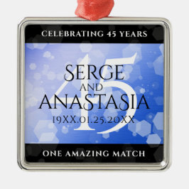 Elegant 45th Sapphire Wedding Jubileum Metalen Ornament