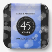 Elegant 45th Sapphire Wedding Jubileum Papieren Bordje (Voorkant)