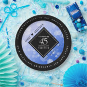 Elegant 45th Sapphire Wedding Jubileum Papieren Bordje (Feest)