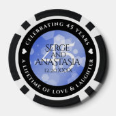 Elegant 45th Sapphire Wedding Jubileum Poker Chips (Achterkant)