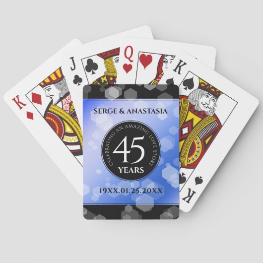 Elegant 45th Sapphire Wedding Jubileum Pokerkaarten (Achterkant)