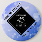 Elegant 45th Sapphire Wedding Jubileum Ronde Button 6,0 Cm (Voorkant)