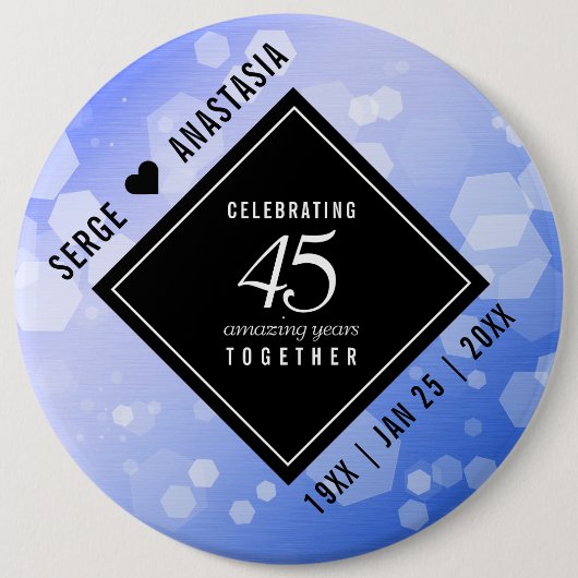 Elegant 45th Sapphire Wedding Jubileum Ronde Button 6,0 Cm (Voorkant)
