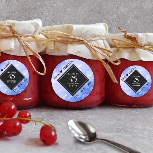 Elegant 45th Sapphire Wedding Jubileum Ronde Sticker