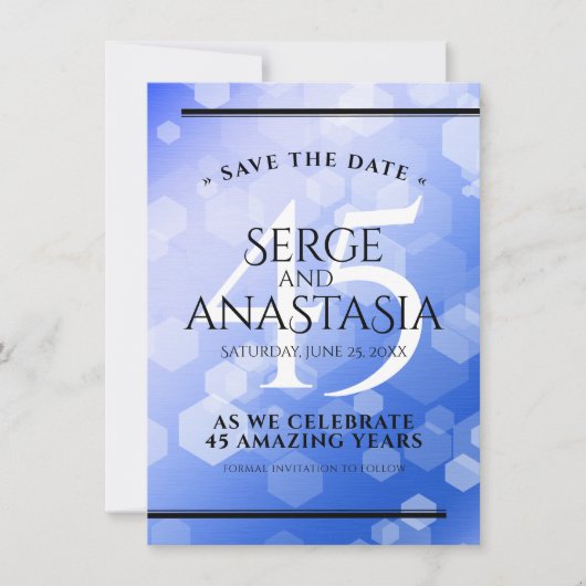 Elegant 45th Sapphire Wedding Jubileum Save The Date (Voorkant)